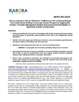 08022021_En_Karora HGO Lake Cowan_Exploration, Management update and Conferences.pdf