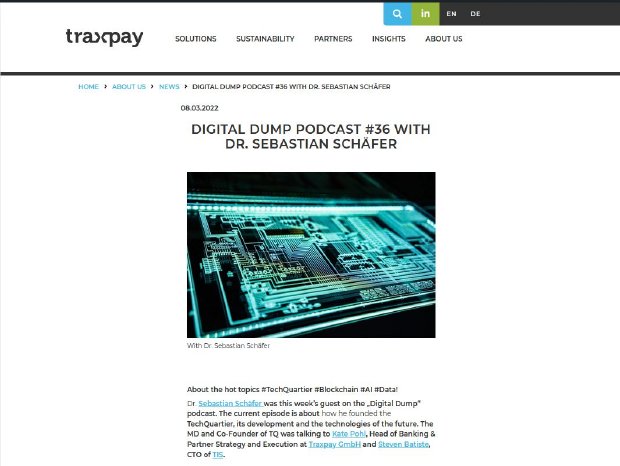Digital Dump Podcast Sebastian Schäfer TechQuartier Website Traxpay dt.JPG