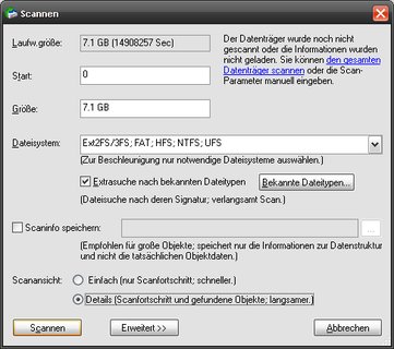Scannen eines Datenträgers