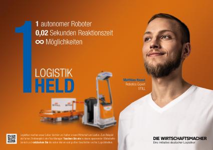 STILL ist eines von 14 Unternehmen, die für die Logistikhelden-Kampagne einen eigenen Logistikhelden stellte / Foto: Initiative „Die Wirtschaftsmacher“