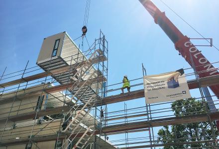 Modulmontage der neuen Kita in Ludwigshafen