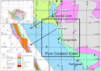Abbildung 1: Draufsicht auf den kürzlich erworbenen Claim Puro Corazon mit Bohrungen.
