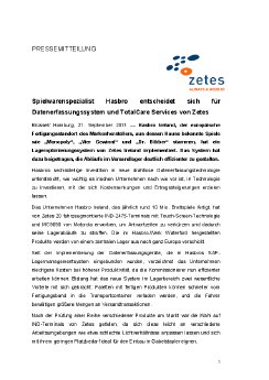 2011-09-21 Pressemeldung Spielwarenspezialist Hasbro mit Datenerfassungssystem von Zetes.pdf