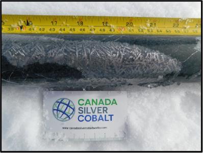Bohrkern mit sehr hoher Silbervererzung; Quelle: Canada Silver Cobalt Works
