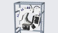 AD-Modell des reinen Online-Röntgen-CT-Messsystems ohne Verkleidung und Röntgenschutzvorrichtung.
