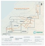 Abbildung 1. Geplante Standorte der Bodengravitationsstationen im Verhältnis zu den Konzessionen des Projekts Robinsons River und den historischen seismischen Linien. Die Standorte der Stationen können sich in Abhängigkeit von den Gegebenheiten und den Zugangsbedingungen vor Ort noch ändern