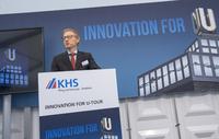 Prof. Dr.-Ing. Matthias Niemeyer, CEO der KHS GmbH, bei der Vorstellung der Jahreszahlen auf der Hausmesse am Unternehmenssitz in Dortmund. (Foto: KHS GmbH)