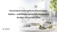 Deutschland schützt kritische Einrichtungen: Validato liefert auditfähiges Human Risk Management für NIS2-, CER- und ISO-27001-Compliance. Wie Betreiber kritischer Infrastrukturen in Deutschland, der Schweiz, Österreich und Belgien mit Validatos integriertem Screening menschliche Risiken, Sabotage und Industriespionage frühzeitig erkennen und regulatorische Pflichten erfüllen.