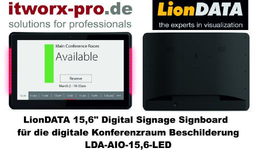 LionDATA 15,6 Zoll Digital Signage Signboard mit LED Bars.