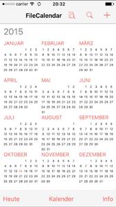 Zu allen Terminen lassen sich Dateien speichern. Dazu werden die Termine des Standardkalenders (Apple-Kalendar) genutzt. Termine können im FileCalendar geändert oder hinzugefügt werden. Eine automatische Synchronisationsfunktion sorgt dafür, dass diese Termine anschließend im Standardkalender zur Verfügung stehen.