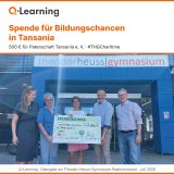 Q-Learning übergibt 500 Euro an Patenschaft Tansania e. V. – für die Partnerschule in Mdawi. (Foto: THG Radevormwald)