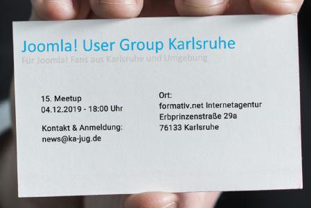 Einladung: 15. Meetup der Joomla User Group Karlsruhe am 04.12.2019 bei formativ.net