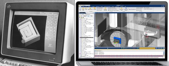 Wo immer auch gefräst, gedreht, gebohrt oder geschliffen wird, ist VERICUT® - inzwischen in der Version 8.1.2 erhältlich - als weltweit marktführende Lösung für die Simulation von CNC-Maschinen sowie zu Optimierung und Verifikation von NC-Programmen im Einsatz.
Links im Bild Version 1.2 - Rechts Version 8.2