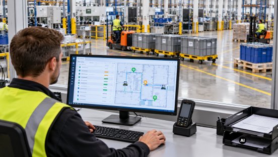 Logistikleitstand mit Lagerüberblick