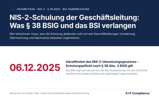 NIS-2-Schulung der Geschäftsleitung nach § 38 BSIG – Titelbild