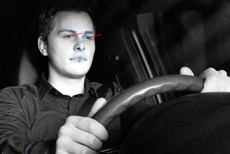 Die Kamera registriert, wenn der Fahrer seine Augen nicht auf eine potentiell gefährliche Situation gerichtet hat
