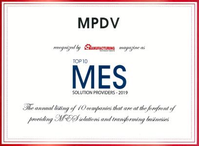 For the second time in a row, MPDV receives the "Top 10 MES Solution Provider" award (Source: MPDV)