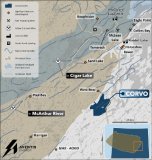 Abbildung 1. Regionalkarte des Projekts Corvo. Das Projekt befindet sich 45 km nordöstlich der mineralisierten Zone Gemini ( Abbildung 1. Regionalkarte des Projekts Corvo. Das Projekt befindet sich 45 km nordöstlich der mineralisierten Zone Gemini (