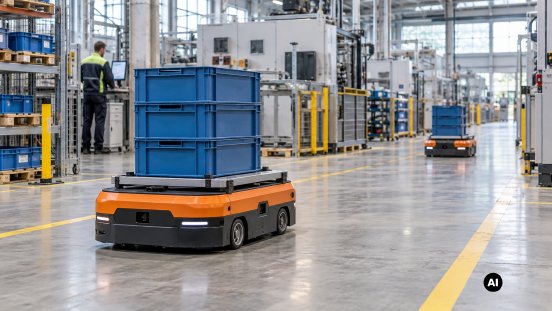 Autonome Transportroboter im Fabrikbetrieb