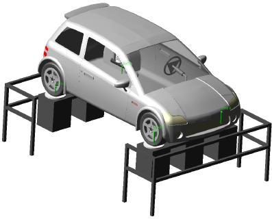 Simulation eines Fahrzeuges in Adams (Quelle MSC Software Corporation)
