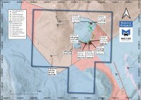 Abbildung 1: Das Antimonkonzessionsgebiet Quarry mit den historischen Vorkommen, historischen Analyseergebnissen und den Highlights des Programms 2025.