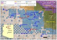 Abbildung 1: Standort der erteilten und ausstehenden staatlichen Mineralkonzessionen in Arizona.