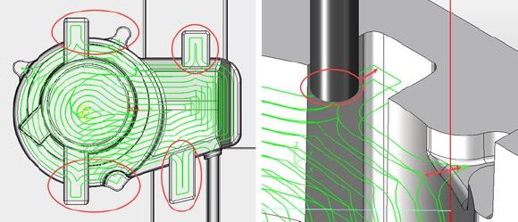 (Traditioneller Werkzeugpfad – Schruppen, Bildquelle: encee CAD/CAM Systeme GmbH)