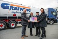 Spendenübergabe: Ilja Kryszat (2. v. l.) und Jürgen Schölzke (2. v. r.) freuten sich über die 15.000-Euro-Spende aus den Händen von Jürgen und Britta Greiwing (l. und r.). (Foto: Sputnik GmbH)