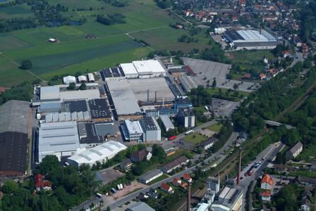 Bird's eye view of the headquarters of STIEBEL ELTRON in Germany, Holzminden