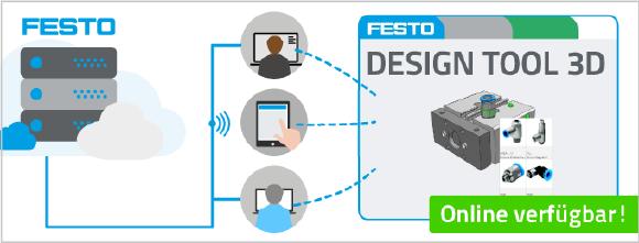 Ab sofort steht das Festo Design Tool 3D auch online ganz ohne Installation oder Plugin zur Verfügung