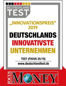 Siegel Innovation 2019 – Gemäß der von Focus und Focus Money beauftragten Studie zu "Deutschlands innovativsten Unternehmen" belegt SSI Schäfer den 1. Platz im Bereich Logistik