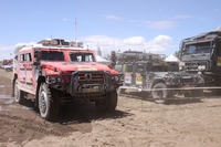 Das meist fotografierte Fahrzeug der Rallye Dakar in Südamerika, der Sherpa 