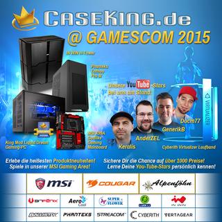 Caseking auf der gamescom 2015 mit High-End-Hardware, riesiger Gaming-Area, mehr als 1.000 Preisen und Give-Aways - das Nonplusultra