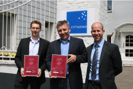 From left to right, Bas Smeets Advantech’s Business Development Manager iServices; Peter Schlichter CITTADINO’s Chief Financial Offer; Frederic Kriescher Advantech’s Key Account Manager iServices