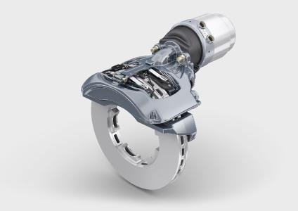 Die neue Generation Scheibenbremse für schwere Lkw und Busse von Knorr-Bremse: SYNACT®. Sie setzt neue Maßstäbe bei der Leistungsfähigkeit von Zwei-Stempel-Bremsen in der Klasse von 30 kNm Bremsmoment | © Knorr-Bremse
