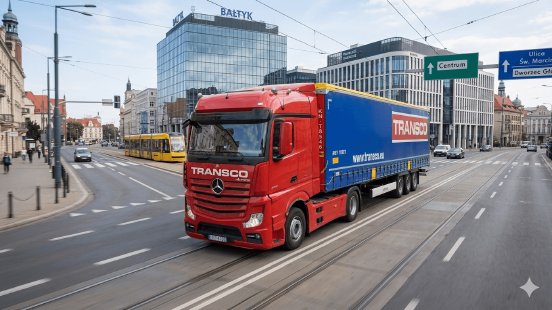 Lkw in Poznan Stadtzentrum.png