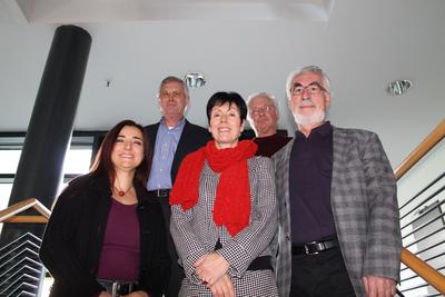 Brigitte Käfer, sozialpädagogische Ausbildungsberaterin der IHK, Peter Webering, Regionalkoordinator Heilbronn-Franken des SES Projekt VerA", Gabriele Stark, Leitung Caritas Psychologische Familien- und Lebensberatung, Helmut Oblasser und Konrad Enzel, Senior-Ausbildungsbegleiter Projekt "VerA"