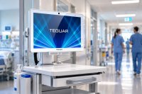 Der medizinische All-in-One-PC Clarion TM-7200-24 von Teguar verbindet ein 23,8-Zoll-Touchdisplay mit Intel Core Ultra Prozessoren und lüfterloser Kühlung. Mit optionalem Akku eignet er sich auch für den Einsatz auf einem Visitenwagen