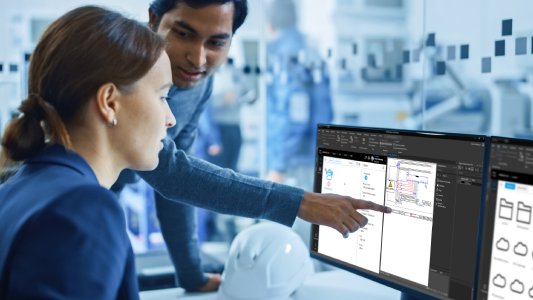 : Kollaboration steht im Zentrum der neuen Vollversion von Eplan eManage. Die Cloudsoftware vernetzt OEM, Systemintegrator, Maschinenbauer und Betreiber / Bild: Quelle Eplan GmbH & Co. KG