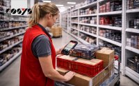 Mobile Bestandsprüfung in der Filiale mit Smartphone-basierter Retail-Logistiklösung.
