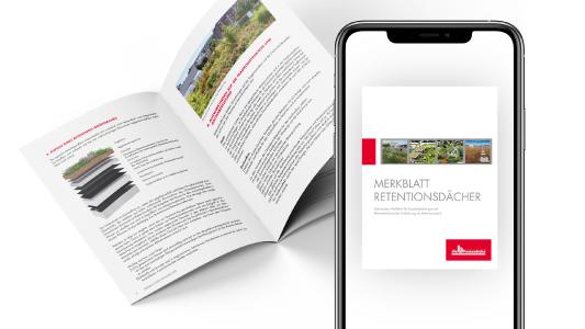 Das neue Merkblatt Retentionsdächer kann kostenlos in der Infothek auf derdichtebau.de heruntergeladen werden
