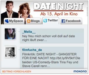 Das Social Media Ad während der Kampagne zum Kinofilm „Date Night“