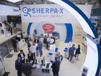 Der Messestand von SHERPA-X auf der E-World 2022.