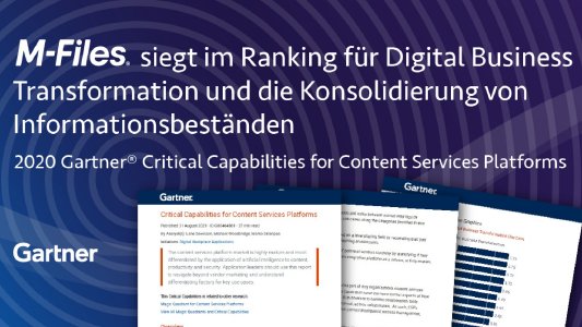 Aktualisierter Gartner-Report mit höchsten Punktzahlen für M-Files bei kritischen Funktionen von Content-Services-Plattformen