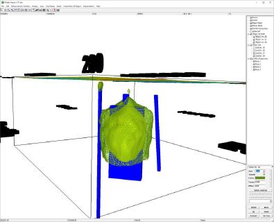 Figure 2: 3D inversion of F11 gravity anomaly looking northeast. Vertical depth from surface to central gravity peak is ~400 m.