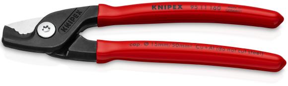Die KNIPEX StepCut Kabelschere schneidet leicht und präzise Kupfer- und Aluminiumkabel