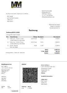 Schweizer QR Rechnung, erzeugt mit EasyFirma 2