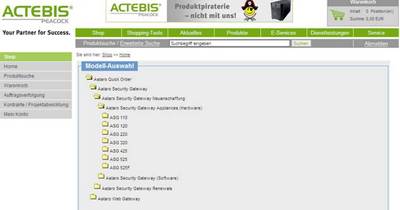 Online-Shop von Actebis Peacock