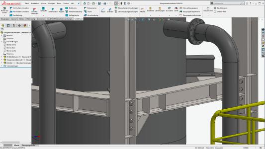 1. Die Konstruktion von Anlagen- und Maschinenbau in Kombination mit Stahlbau wird durch SolidSteel parametric enorm erleichtert