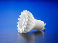 Der CeramCool® LED Spot GU10 aus Vollkeramik, hier mit einer Hochvolt 4Watt LED, eignet sich für jede LED. Einfache Schutzklasse II Isolierung. Designs werden gemeinsam mit Kunden entwickelt.